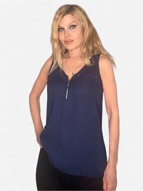 Blue Zip Tank from Fortune & Ivy